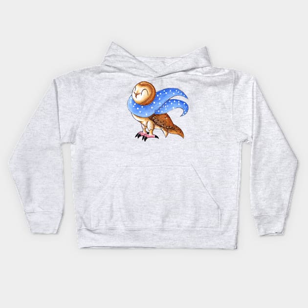 Cozy Christmas Barn Owl Kids Hoodie by KristenOKeefeArt